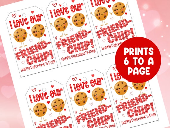 Kids Valentines Cards Friend-chip, Chip Hooray, Valentine Tags, Printable Valentines  Day, Kid Gifts for School Classroom Bag Chips Tags 