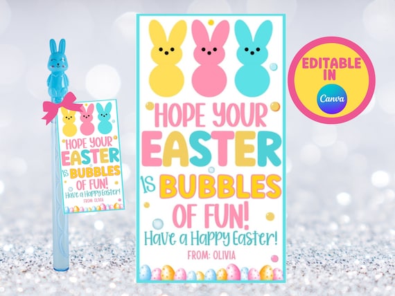 Easter Bubbles Tag, Printable Easter Tags, Easter Gift, Easter Tags, Printable Bubbles Tag, School Favor Tag, Treat Bags, Classroom Favors