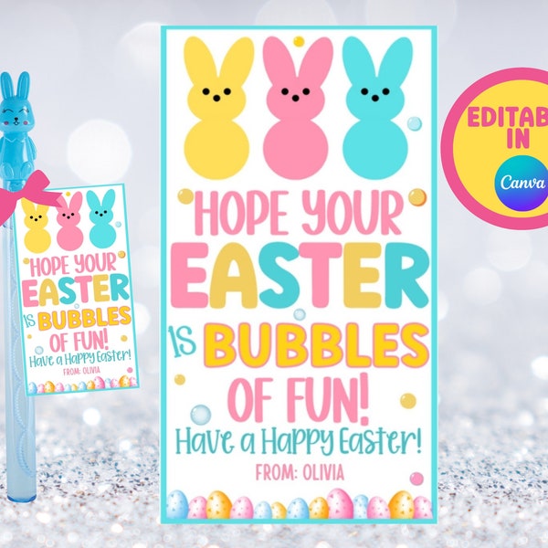 Easter Bubbles Tag, Printable Easter Tags, Easter Gift, Easter Tags, Printable Bubbles Tag, School Favor Tag, Treat Bags, Classroom Favors