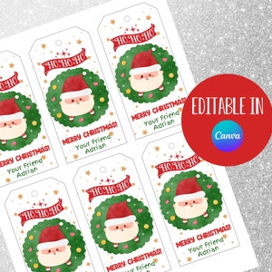 Editable Christmas Favor Tags, Holiday Classroom Gift Tags, Santa Labels, Santa Favor Tags, Treat Bags, Birthday Party Download Printable