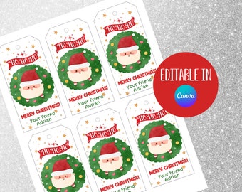 Editable Christmas Favor Tags, Holiday Classroom Gift Tags, Santa Labels, Santa Favor Tags, Treat Bags, Birthday Party Download Printable