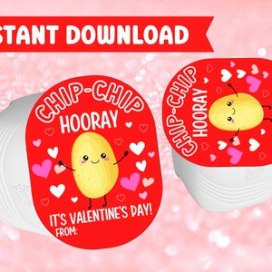 Chips Kids Valentine Imprimible, Chips Pringles Tamaño Snack, San Valentín niños escuela san valentín, Descargar, Etiquetas Chip Hurra San Valentín, Etiquetas Chips