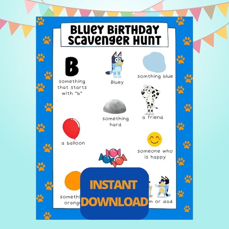 Bluey Scavenger Hunt Printable
