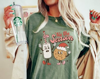 Retro Christmas Tis The Season Comfort Colors Shirt, Vintage Christmas Shirt, Retro Holiday Shirt