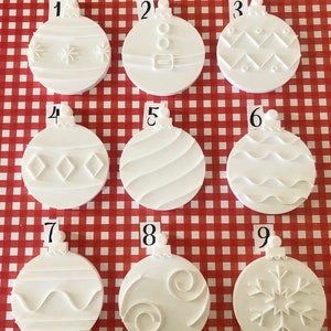 Christmas tree ornament cookie cutter stamp set, Christmas bulb cookie stamp and cutter set, Holiday ornament cookie cutters set