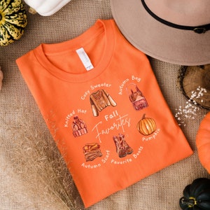 Fall Favorites Shirt, Cute Fall Unisex Shirt, Fall T-Shirt, Fall Graphic Tee, Autumn T-shirt, Fall Gift For Her, Thanksgiving TShirt