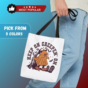 Spooky Ghost Halloween Tote Bag: Trick or Treat Party Gift 5 colors 100% polyester