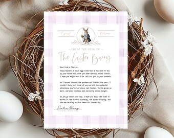 Printable Easter Bunny Note, Easter Bunny Letter, Instant Download, Personalized Letter, Easter Letter, Letter From Bunny