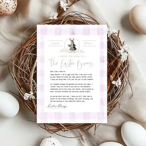 Printable Easter Bunny Note, Easter Bunny Letter, Instant Download, Personalized Letter, Easter Letter, Letter From Bunny