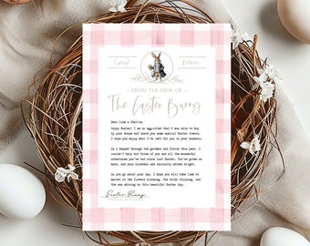 Printable Easter Bunny Note, Easter Bunny Letter, Instant Download, Personalized Letter, Easter Letter, Letter From Bunny