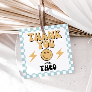 Blue One Happy Dude Birthday Party Favor Tags | Instant Download | A102