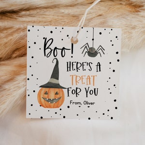 Boo Halloween Treat Tag Editable Instant Download Printable image 1