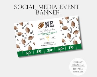 First Year Down Football Invitation Digital Event Cover | Football Party | Football Birthday | A101