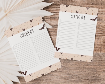 Printable Checklist | Checklist Planner Refill | Checklist Template | Daily Checklist | Halloween Bats Checklist