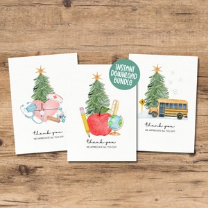 Paquete de tarjetas de Navidad escolares / Tarjeta navideña para maestros / Regalo para maestros / Tarjeta de agradecimiento para maestros / Tarjeta de Navidad / Regalo navideño