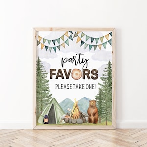 One Happy Camper Birthday Party | Printable Party Favors Sign | Instant Download | A106