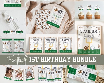 First Year Down Football Birthday Party Bundle | First Birthday Bundle | Instant Download | A101