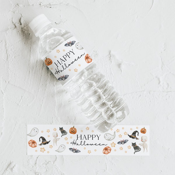 Printable Halloween Water Bottle Labels Template | Halloween Party | Instant Download