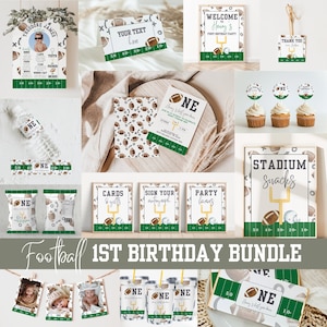 First Year Down Football Birthday Party Bundle | First Birthday Bundle | Instant Download | A101