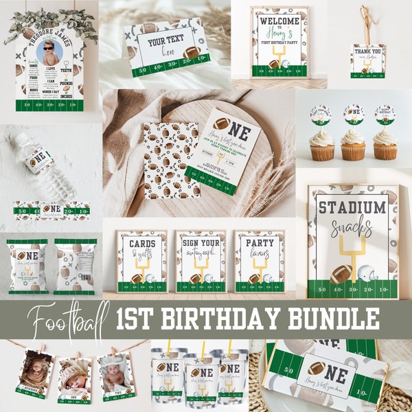 First Year Down Football Birthday Party Bundle | First Birthday Bundle | Instant Download | A101