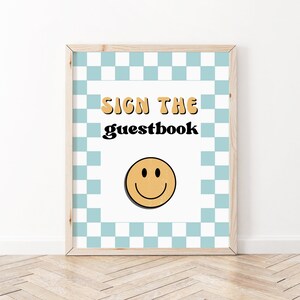 Blue One Happy Dude Guestbook Sign | Instant Download | A102