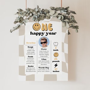 Tan One Happy Dude | 1st Birthday Milestone | Boy First Birthday | Happy Dude Birthday | Milestone Poster | Smiley Face Birthday | A113