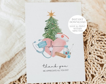 Tarjeta de Navidad de enfermera imprimible / Tarjeta de Navidad / Regalo de Navidad de enfermera / Navidad escolar / Tarjeta de Navidad