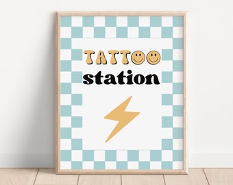 Blue One Happy Dude Tattoo Station Sign | Instant Download | A102