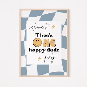 Een gelukkig kerel welkomstbord, eerste verjaardagsfeestje, direct downloaden, A129