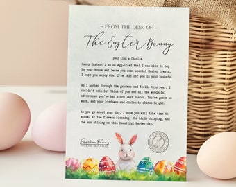 Printable Easter Bunny Note, Easter Bunny Letter, Instant Download, Personalized Letter, Easter Letter, Letter From Bunny