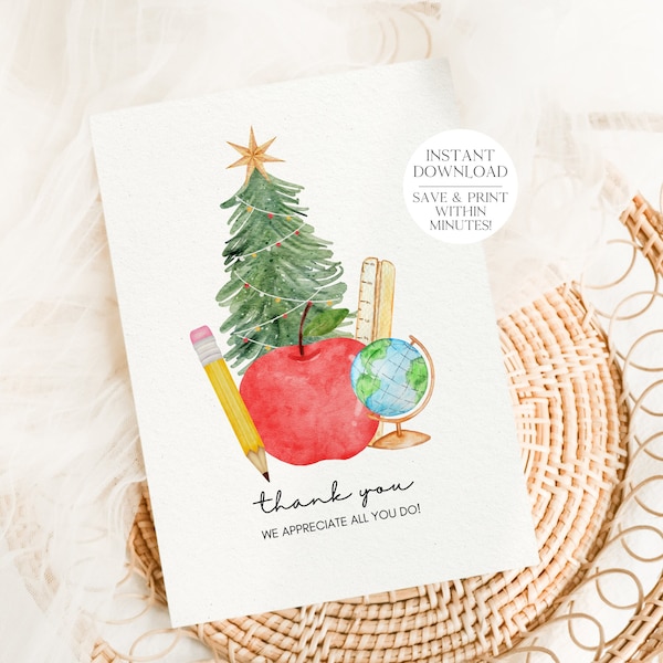 Teacher Christmas Card | Teacher Holiday Card | Teacher Gift | Teacher Thank You Card | Christmas Card | Holiday Gift