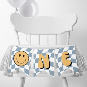 Banner para cadeira alta de aniversário de um cara feliz para impressão | Download instantâneo | A129
