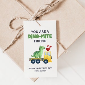 Printable Dinosaur Valentine Gift Tag | Kids Valentine Card | Valentine's Day | Instant Download | Printable Valentine | Valentine Tag