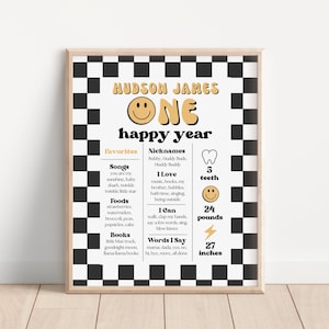 One Happy Dude | 1st Birthday Milestone | Boy First Birthday | Happy Dude Birthday | Milestone Poster | Smiley Face Birthday | A104