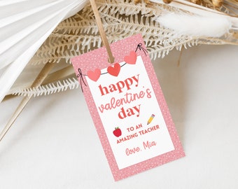 Printable Valentines Teacher Gift Tags | Instant Download | Valentine's Day | Teacher Gift Tag | Thank You Teacher | Valentine Tag