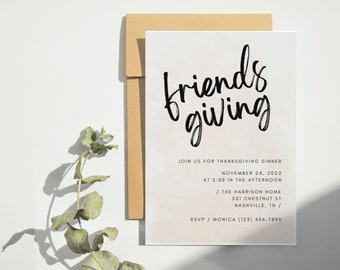 Friendsgiving Invitation | Friendsgiving Dinner | Thanksgiving | Friendsgiving Invite | Friendsgiving Party | Boho Friendsgiving | Neutral