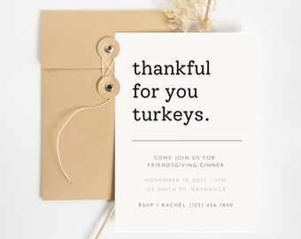 Friendsgiving-uitnodiging | Vriendendiner | Dankzegging | Friendsgiving-uitnodiging | Vriendenfeestje | Boho-vriendengift | Turkije