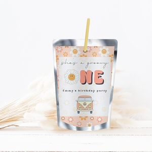 Printable Drink Labels | Groovy One Birthday Party | Retro | First Birthday | Hippie Birthday | Groovy Decor | Daisy Birthday | A100