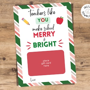 Tarjeta de Navidad para maestros / Tarjeta navideña para maestros / Regalo para maestros / Tarjeta de agradecimiento para maestros / Tarjeta de Navidad / Regalo navideño / Tarjeta de regalo