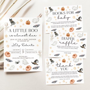 Spooky Baby Shower Invitation, A Little Boo Invite, Halloween Baby Shower, Instant Download, Editable Template, A132