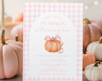 Invitación de cumpleaños de Calabacita, Cumpleaños de Calabaza, Invitación de Calabaza, Primer Cumpleaños, Cumpleaños de Otoño, Nuestra Calabacita, A170