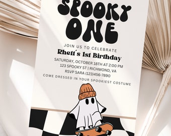 Spooky One Halloween Birthday Invitation, Spooky One Invite, Halloween Birthday, Spooky One Birthday, Instant Download, Spooktacular, A144