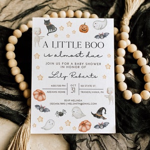 Spooky Baby Shower Invitation, A Little Boo Invite, Halloween Baby Shower, Instant Download, Editable Template, Halloween Baby, A132