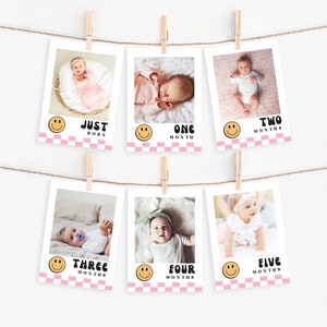 One Happy Girl Photo Banner | Smiley Face Birthday | Printable First Year Milestone Photos Banner | Instant Download | A123