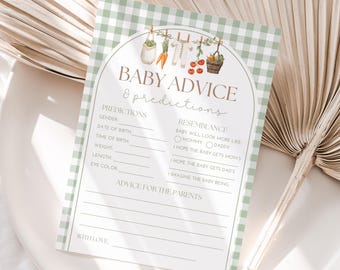 Juego de consejos y predicciones para baby showers con productos locales, baby shower de mercado agrícola, descarga instantánea, plantilla editable, A190