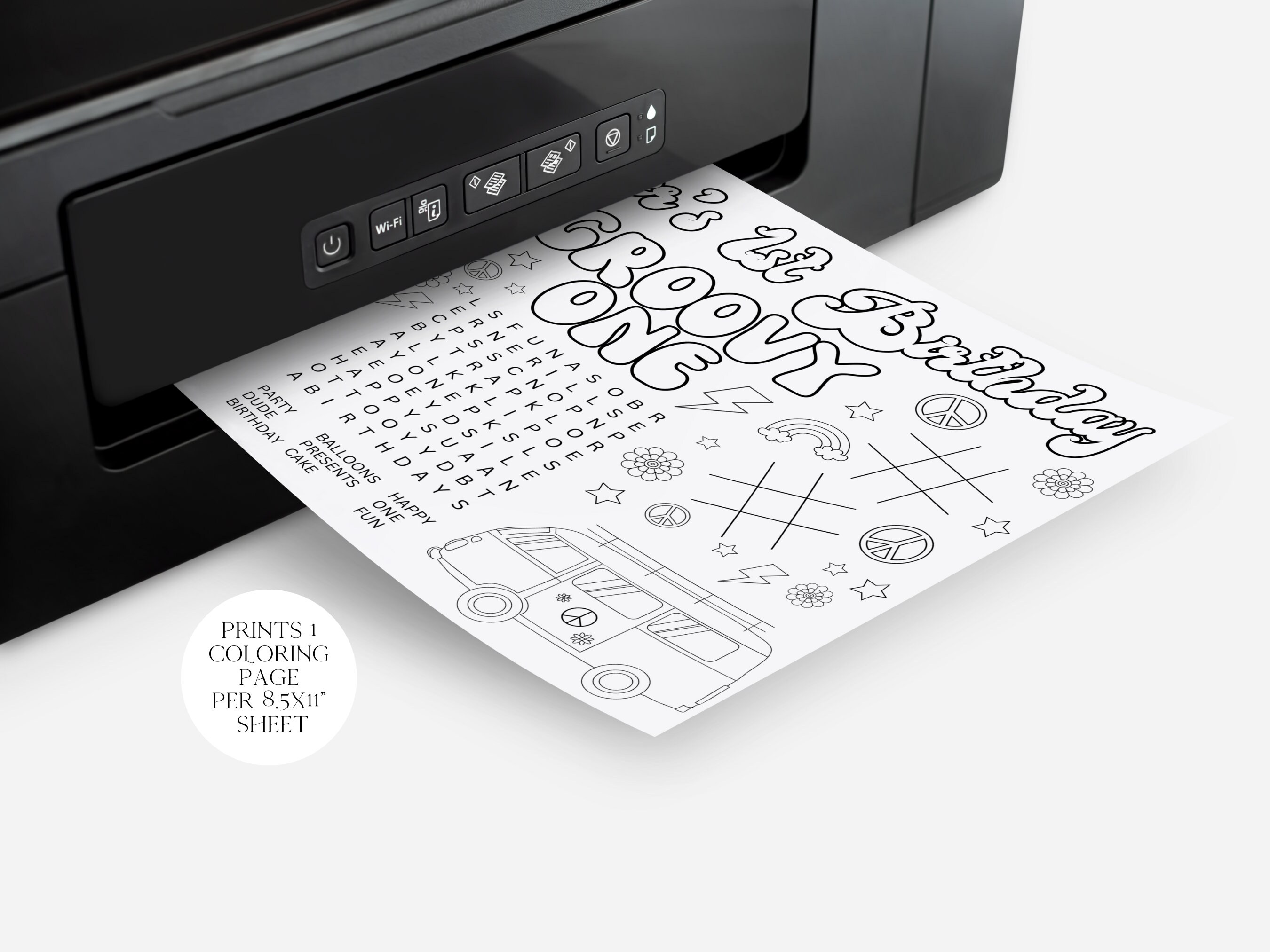 Groovy Birthday Coloring Page, Groovy One, Printable Coloring Birthday ...