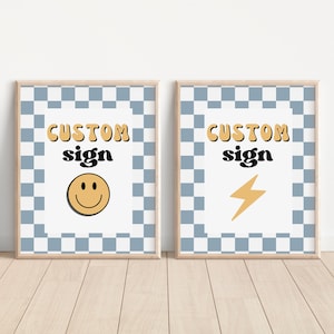 Blue One Happy Dude Birthday Party Custom Sign, Instant Download, Smiley Face Birthday, Boy 1st Birthday, One Happy Dude Party, A114