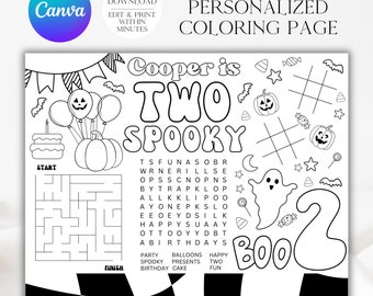 Zwei gruselige Malseite, sofort Download, Halloween Färbung, Halloween Geburtstag, Printable Färbung, Halloween Aktivität, Halloween, A144