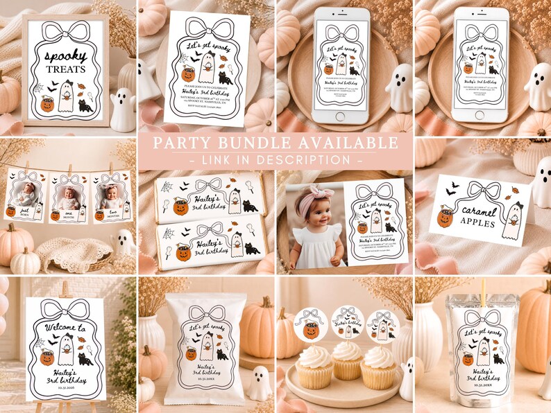 Pink Coquette Halloween Birthday Invitation, Ghost Party Invite, Editable Template, A174 image 11
