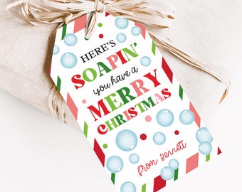 Afdrukbare zeepzakje You Have A Merry Christmas-cadeaulabel, vakantiehandzeeplabel, zeepcadeaulabel, kerstzeep, kerstcadeaulabel leraar